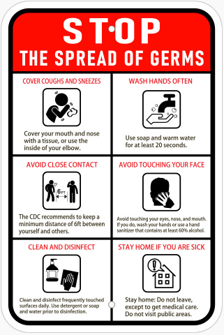 Stop The Spread Of The Germs Sign In Concord - Sign Source Solution